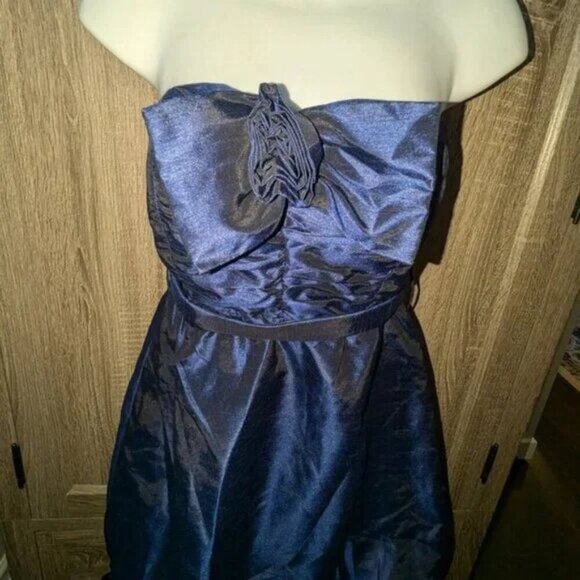 *3 FOR $9* Wet Seal Formal Short Bubble Tie Belt Micro Fancy Prom Dress Navy - Picture 2 of 3